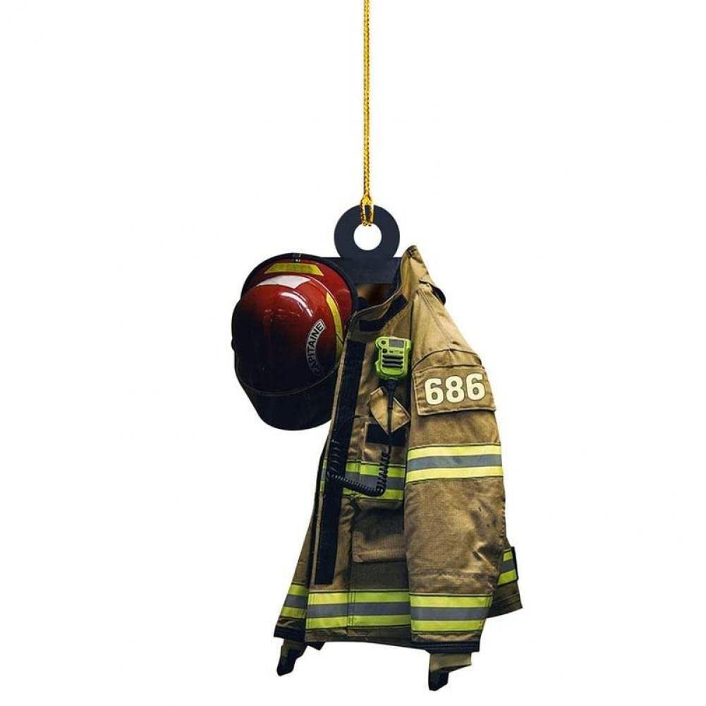 1 Stück Feuerwehrmann Feuerwehrmann Kostüm Anhänger Auto Rückspiegel Spiegel Anhänger Geburtstagsgeschenk Auto Dekoration Ornamente Auto Accessorie von Froiny