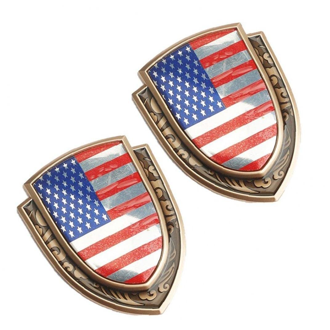 Amerikanische Flagge Auto Emblem 2 Stücke Usa Flagge Auto Aufkleber Autoaufkleber Für Fahrzeug Motorrad LKW Gold von Froiny