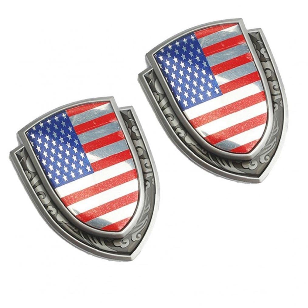 Amerikanische Flagge Auto Emblem 2 Stücke Usa Flagge Auto Aufkleber Autoaufkleber Für Fahrzeug Motorrad LKW Silber von Froiny