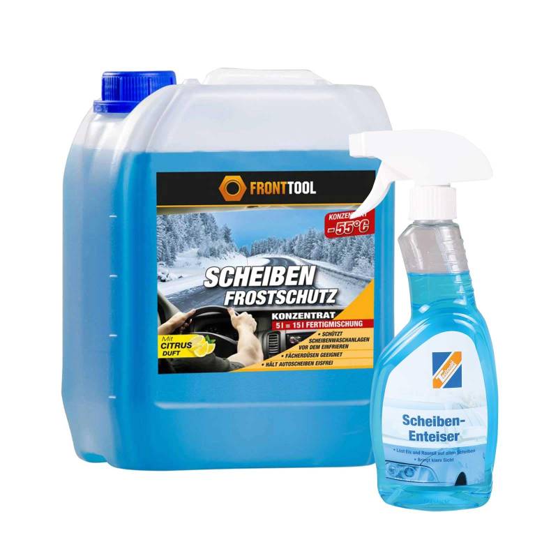 Fronttool Scheibenreiniger Frostschutz 5L inkl. Scheibenenteiser 500ml, Scheibenenteiser, Frostschutzmittel, Frostschutz von Fronttool