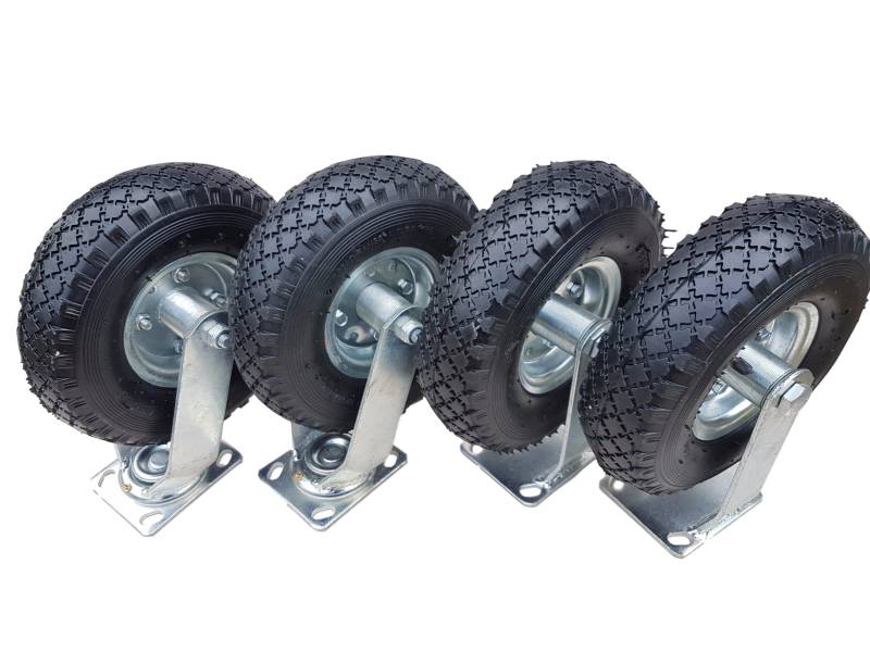 2 x Frosal Bockrolle + 2 x Lenkrolle Set Ø 260 x 85 mm | 3.00-4 Rad als 4-tlg. Set | Luftrad auf Stahlfelge silber | Bollerwagen & Transportwagen Kit von Frosal