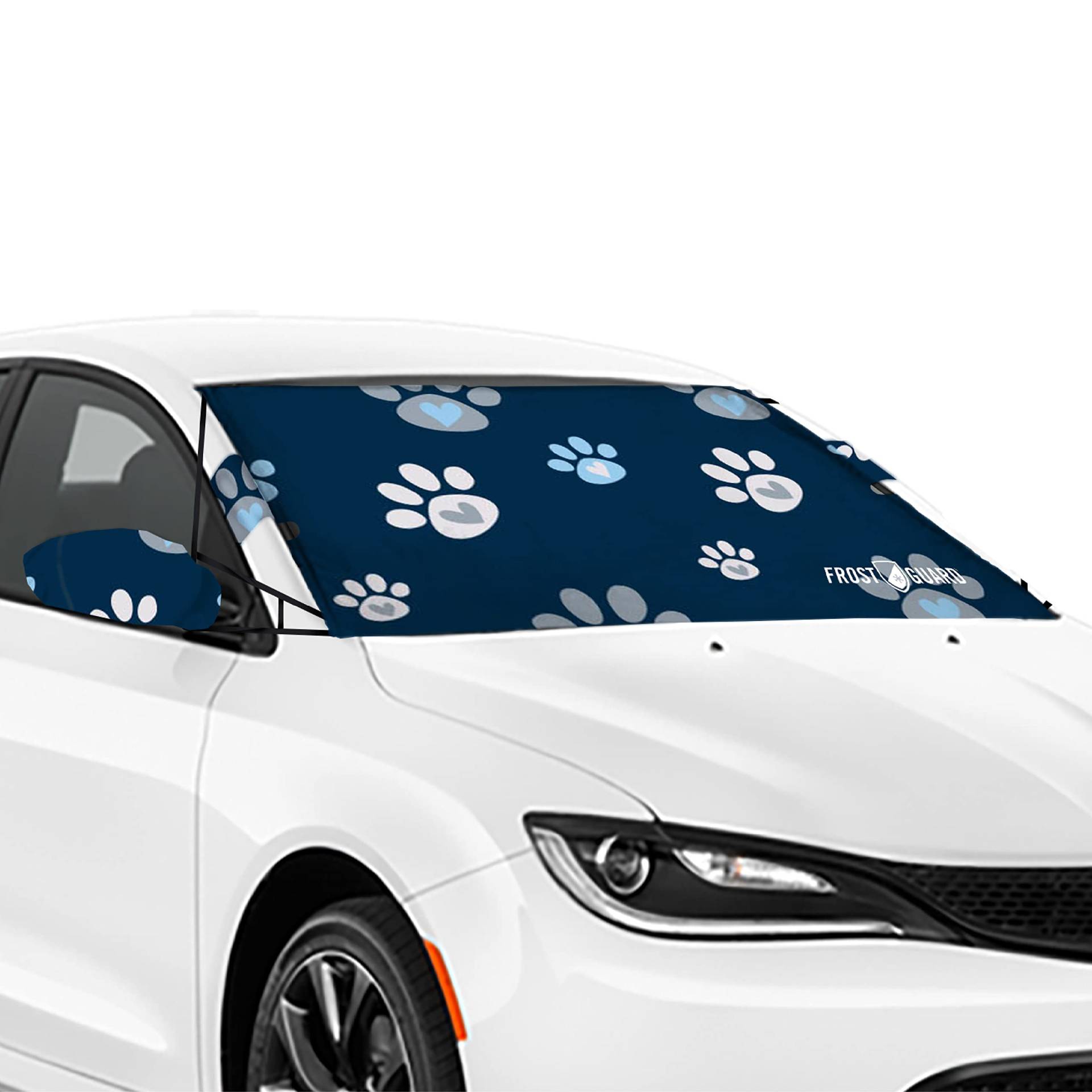 FrostGuard Vortex | Full-Coverage Car Windshield Cover for Ice and Snow, Standard Size (Puppy Paws) - Wiper Blade + Side Mirror Covers - Fit-Fast Straps, Security Panels + Storage Pouch - 59x41 Inches von Frostguard