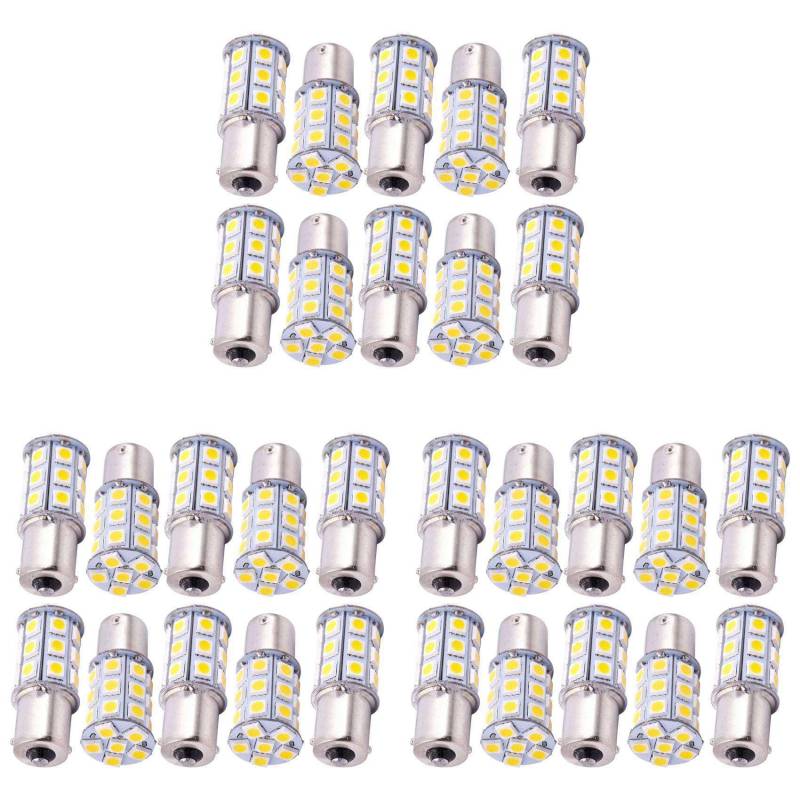 Frsoinor 30 x warmweiße 27 SMD LED 1156 1141 1003 Wohnmobil Anhänger Innenraum Leuchtmittel von Frsoinor