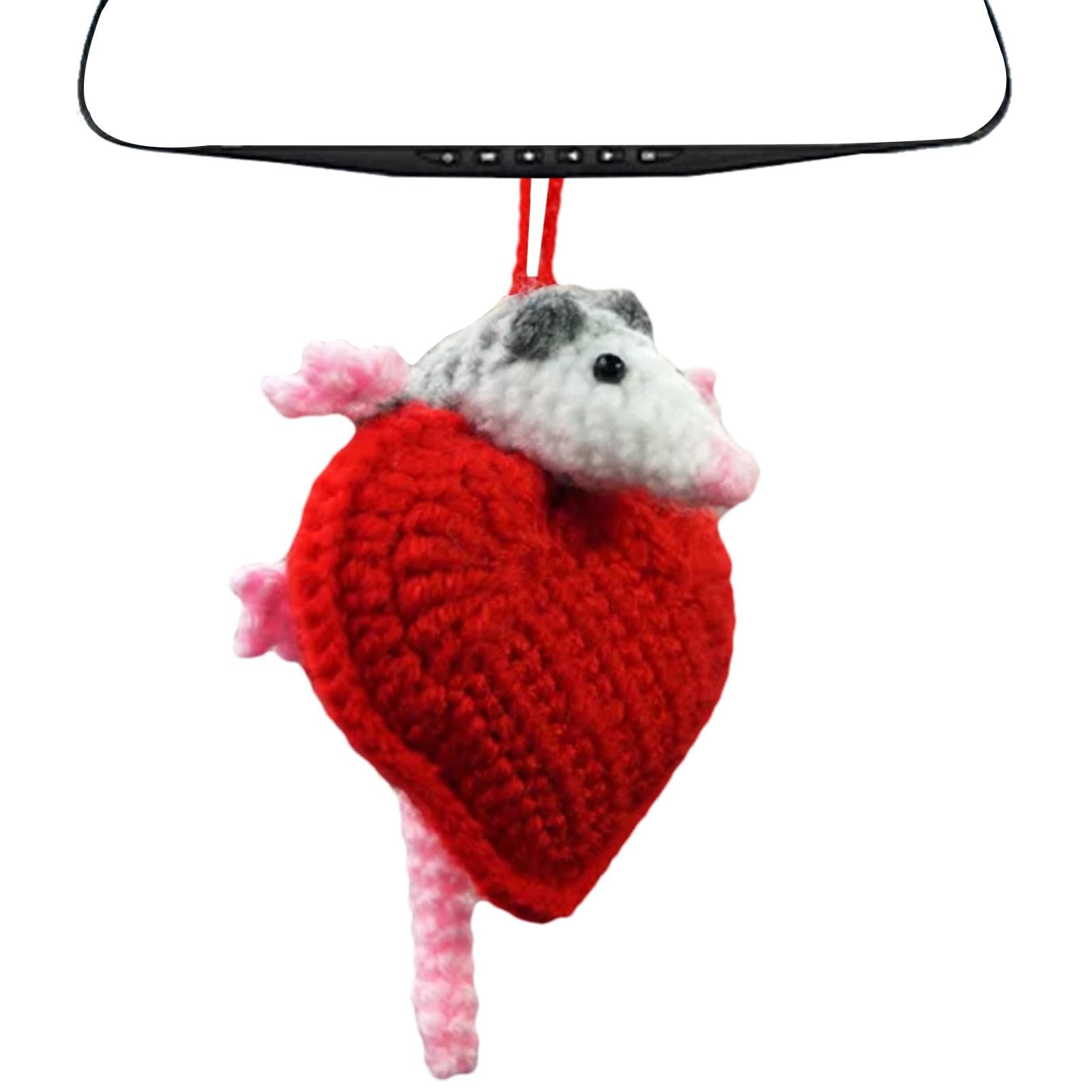 Opossum Car Ornament, Crochet Car Hanging Decor, Cute Animal Rearview Ornament, Handmade Car Accessories, Opossum Rearview Charm, Whimsical Car Decor, Unique Crochet Car Ornament von Fruusv