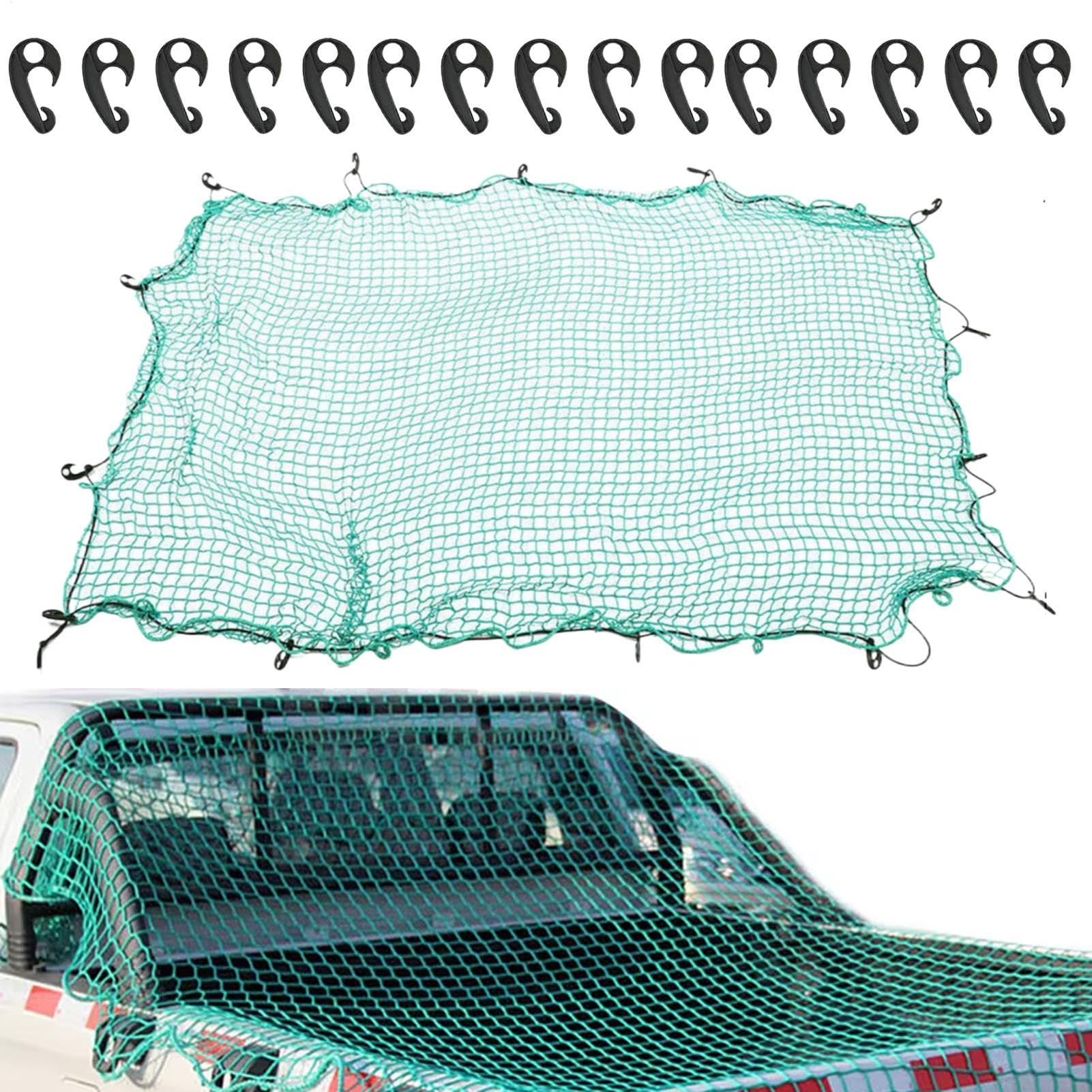 Truck Bed Mesh, Safety Cargo Net, Heavy-Duty Elastic Rope, Secure Hold Car Accessory, Multi-Purpose Storage Net for Fishing, Beach Trips, Traveling & Camping, 1x von Fruusv