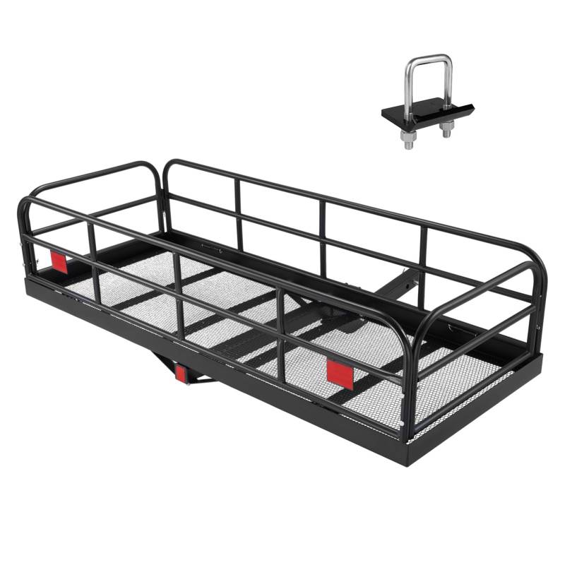 Anhänger Anhängerkupplung Cargo Carrier Rack 180Kg, Heavy Duty Stahl Hitch Cargo Rack, 152cm x 60cm x 36cm faltender Anhänger Gepäckträger passt Empfänger mit Stabilisator für LKW, SUV, RV (ohne Tasch von Fruyyzl