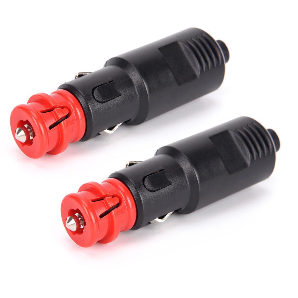 2 Stück Zigarettenanzünder Stecker Auto Stecker 12V-24V Sicherheits-Universalstecker Normstecker mit 8A 10A Sicherung für Auto LKW PKW Motorrad Kühlbox Navi Auto-Handstaubsauger von Frypay