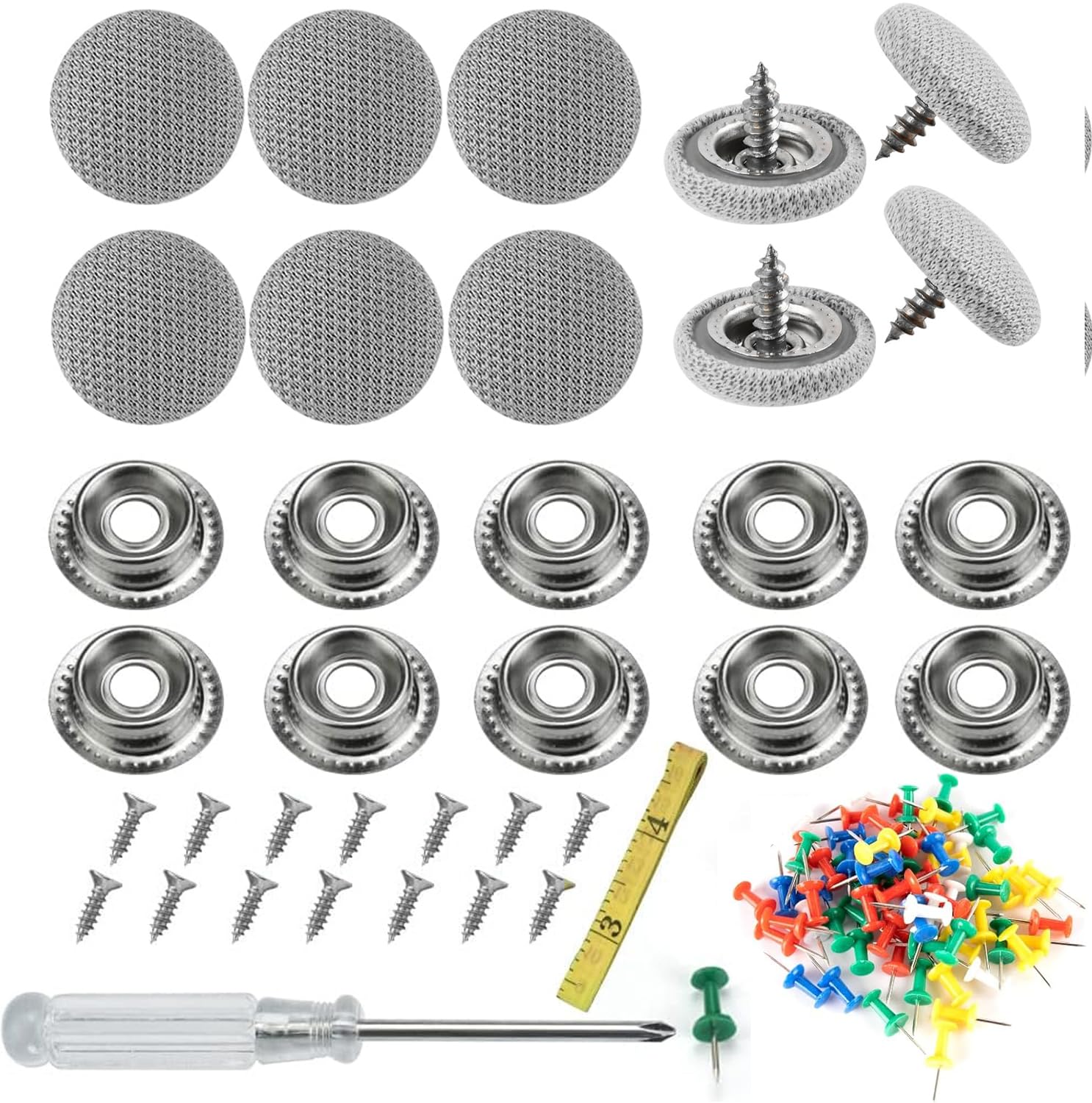 60 Pcs Dachhimmel Reparatur Set – KFZ Dachhimmel Reparatur Nieten, inkl. Stecknadeln, Schraubendreher & Maßband für Fahrzeuginstandsetzung von Frypay