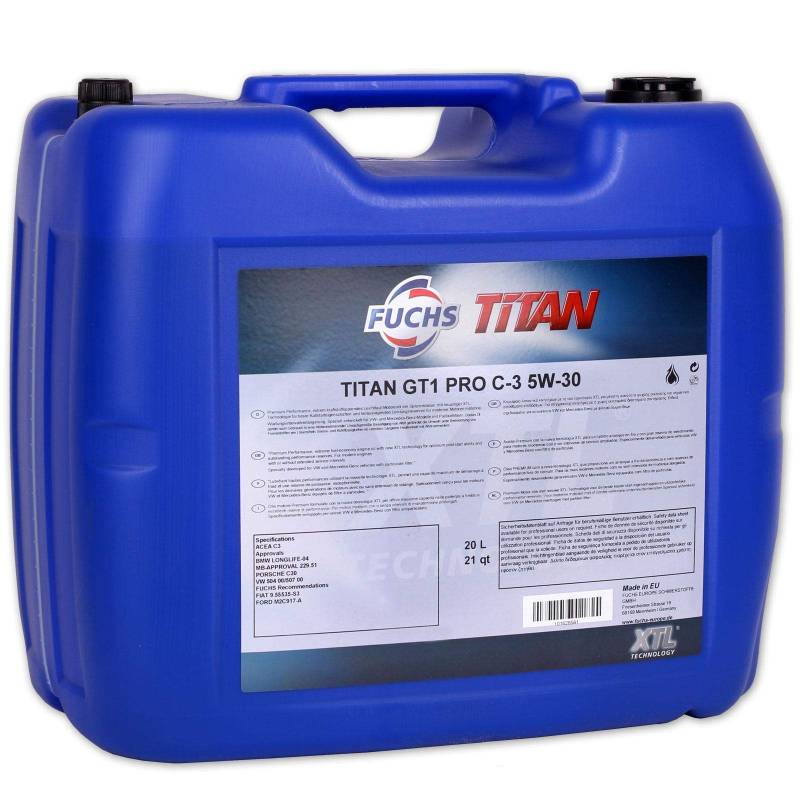 20L 20 Liter FUCHS TITAN GT1 Pro C-3 5W-30 5W30 Motoröl VW 504/507.00 MB 229.51 von Fuchs