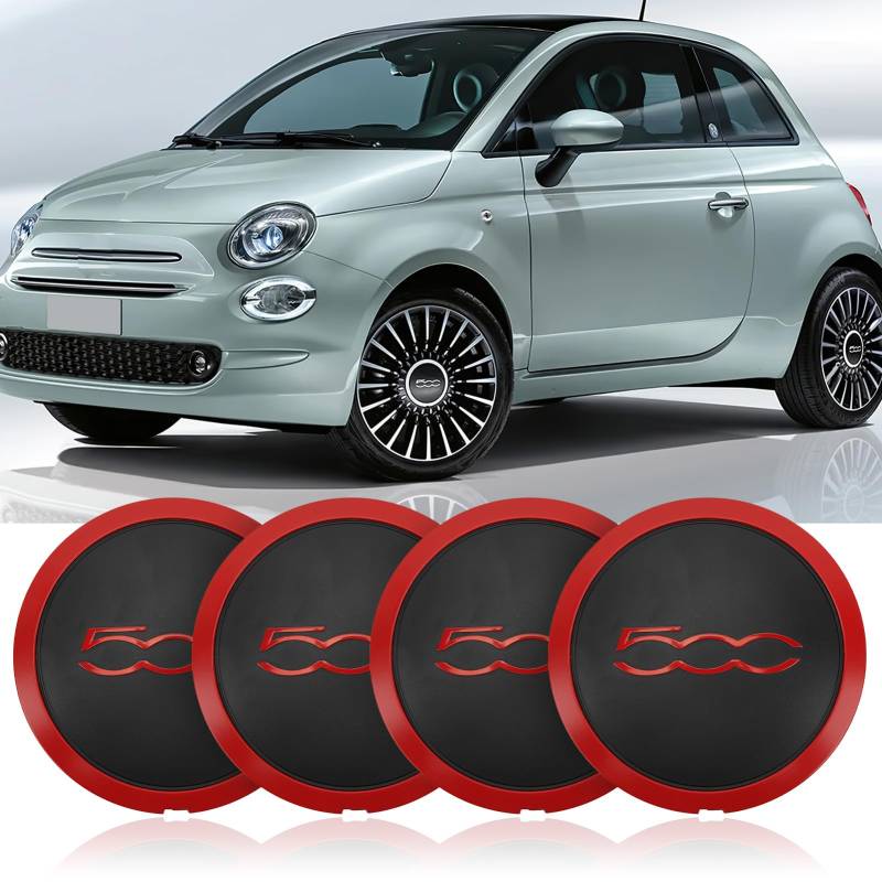 4 Stück FIAT 500 Radkappen - Radnabenabdeckung Aus Hochwertigem Abs, 68078419ac Radnabenkappen Facelift Upgrade Zubehör Ersatz Radkappen FIAT 500, Felgenabdeckung Für FIAT 500 zubehör 2012-2022 (D) von Fuerdich