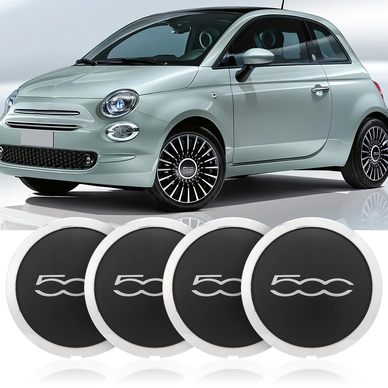 4 Stück FIAT 500 Radkappen - Radnabenabdeckung Aus Hochwertigem Abs, 68078419ac Radnabenkappen Facelift Upgrade Zubehör Ersatz Radkappen FIAT 500, Felgenabdeckung Für FIAT 500 zubehör 2012-2022 (A) von Fuerdich