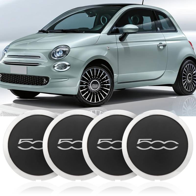 4 Stück FIAT 500 Radkappen - Radnabenabdeckung Aus Hochwertigem Abs, 68078419ac Radnabenkappen Facelift Upgrade Zubehör Ersatz Radkappen 500, Felgenabdeckung Für FIAT 500 zubehör 2012-2022 (A) von Fuerdich