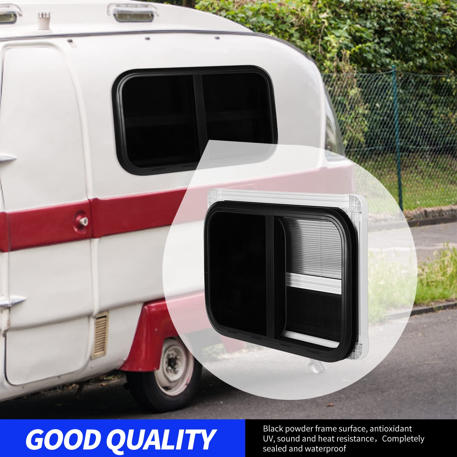 Fuerdich 800 * 500 mmm Caravan Round Ecke Schiebfenster Aluminiumlegierung schwarzes Fenster UV resistent (25-33 mm anwendbare Wandstärke) von Fuerdich