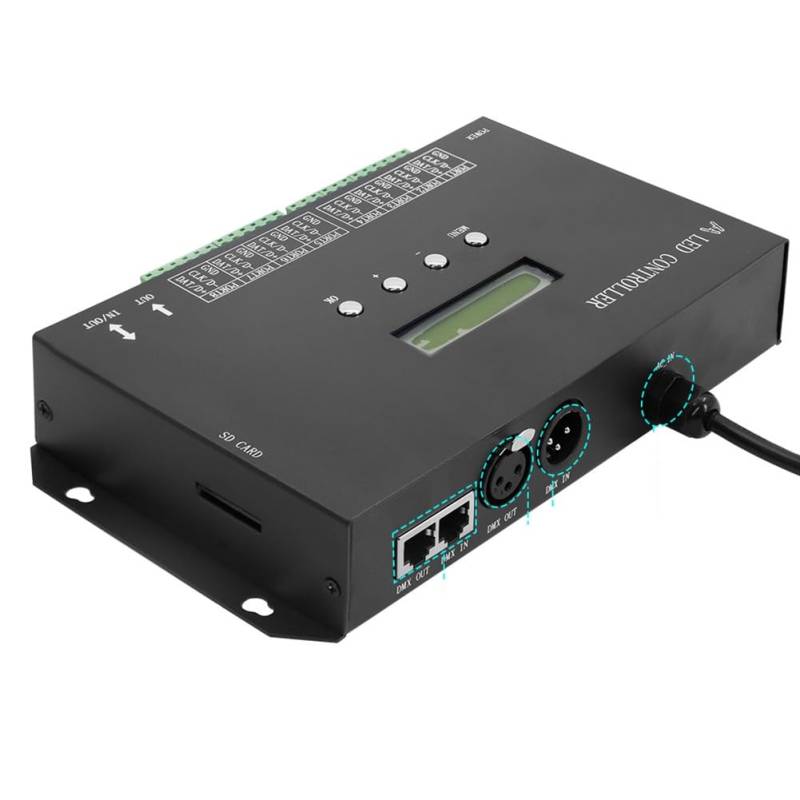 Fuhjythy WiFi-LED-Pixel-Controller Artnet zu SPI Unterstützt -Software LAN-Synchronität SD-Karte DMX512-Konsole (H807SA) -EU-Stecker von Fuhjythy