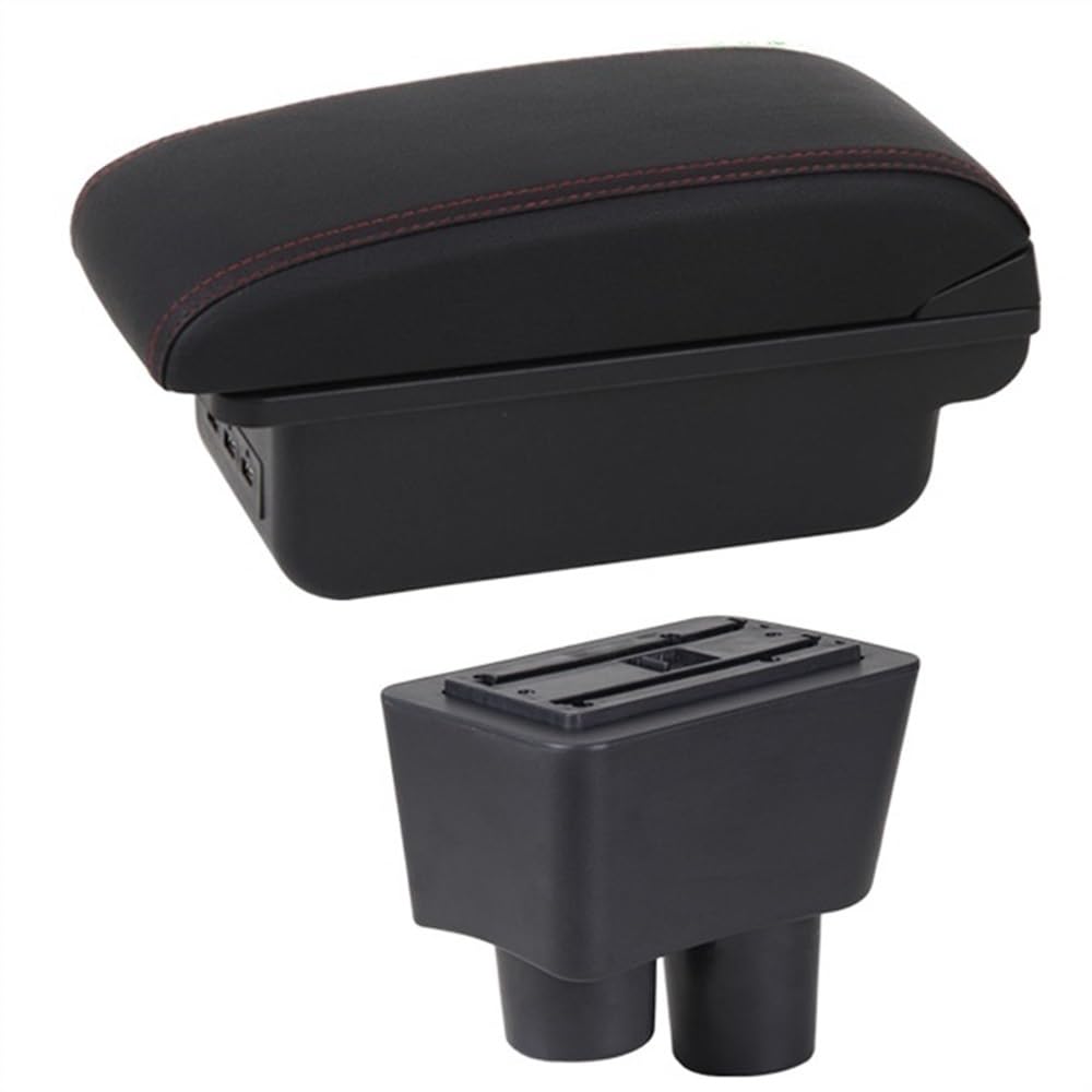 Armlehne Box Auto Armlehne Box Für N&issan Für Almera Für Versa Arm Hand Rest Center Console Storage USB Retrofit Teile Zubehör(C1 Red Line) von Fuicotto