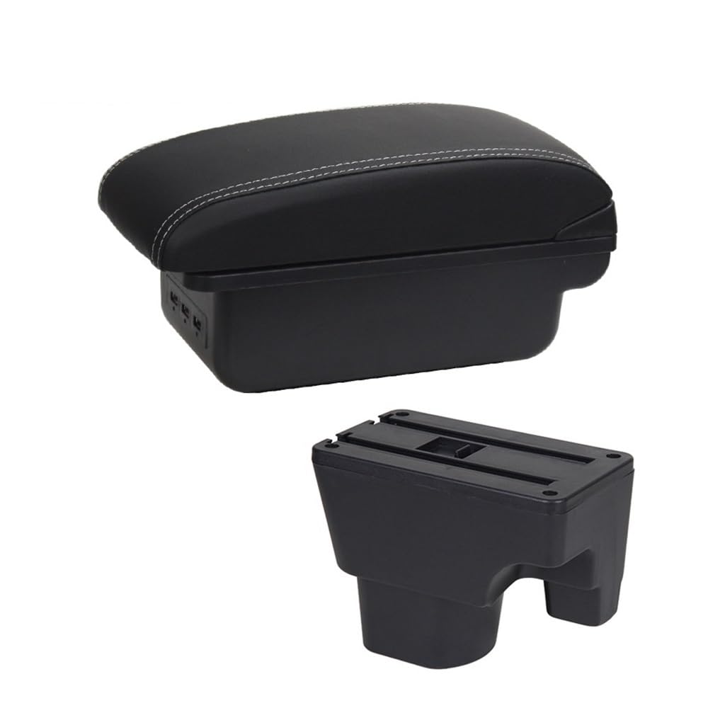 Armlehne Box Für Geely Für MK 2009 2010 2011 2012 2013 Auto Armlehne Box Central Store Inhalt Tasse Halter Aschenbecher Auto Innen Details USB Chargin(B3 Black white 3USB) von Fuicotto