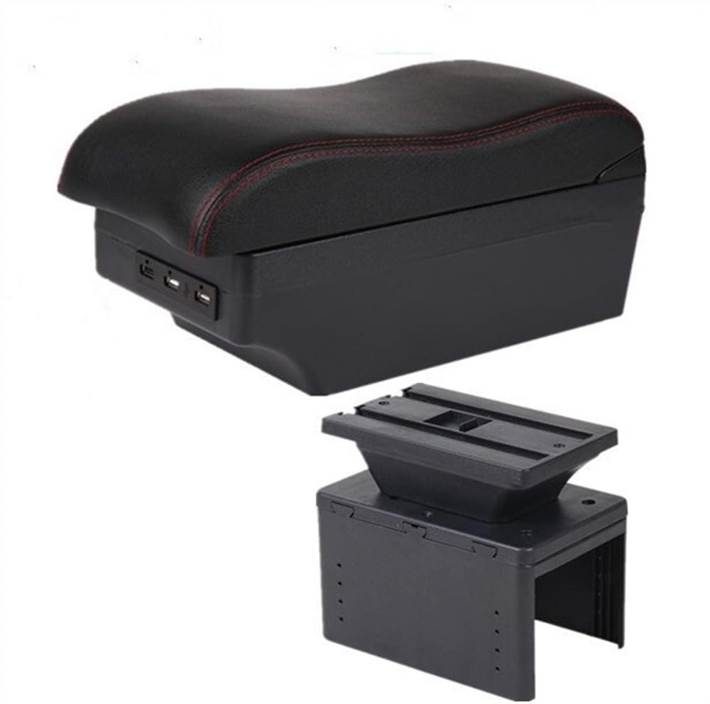 Armlehne Box Für Hyu&ndai Für I20 2021 2022 Auto Armlehne Box Innen Teile Center Konsole Box Zubehör Mit USB(C1 red line 7USB) von Fuicotto