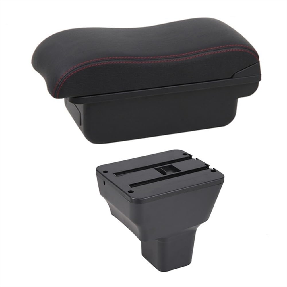 Armlehne Box Für N&issan Für Kicks 2016 2017 2018 2019 2020 2021 Auto Armlehne Box Arm Hand Rest Center Konsole Lagerung USB Retrofit Teile Zubehör(B2 Red Line) von Fuicotto