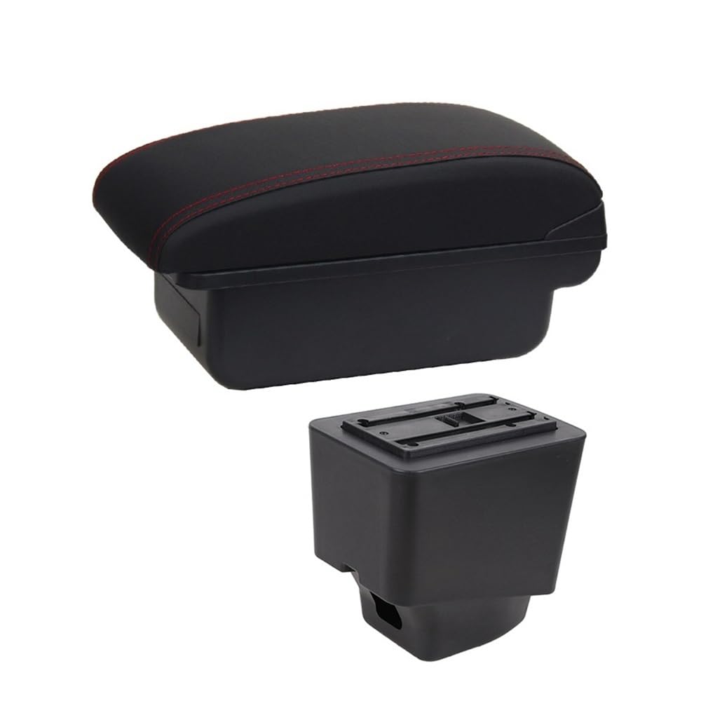 Armlehne Box Für Renault Für Captur Kaptur Armlehne Box Zentrale Lagerung Inhalt Lagerung Box Dual Layer Aschenbecher USB Lade Auto Zubehör(C1 Black red NO USB) von Fuicotto