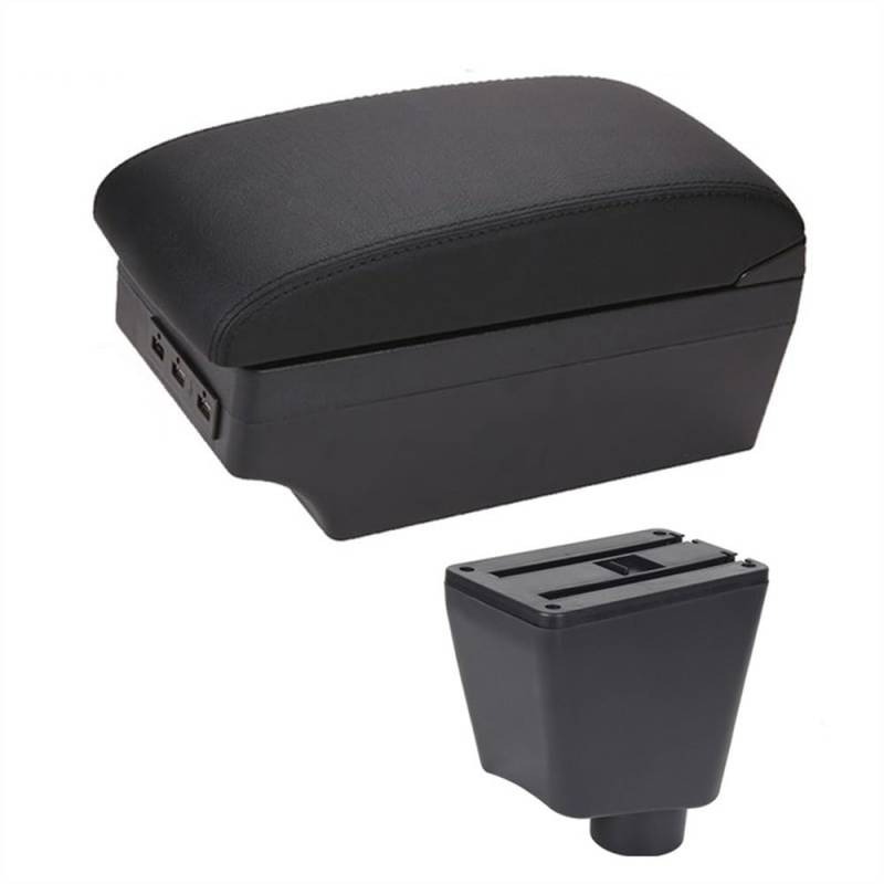 Armlehne Box Für Renault Für Clio Captur Für Clio1 Für Clio2 Für Clio3 Für Clio 4 Für Clio RS Captur Armlehne Box Leder Arm Rest Konsole Lagerung USB Zubehör(E1 Black Line) von Fuicotto