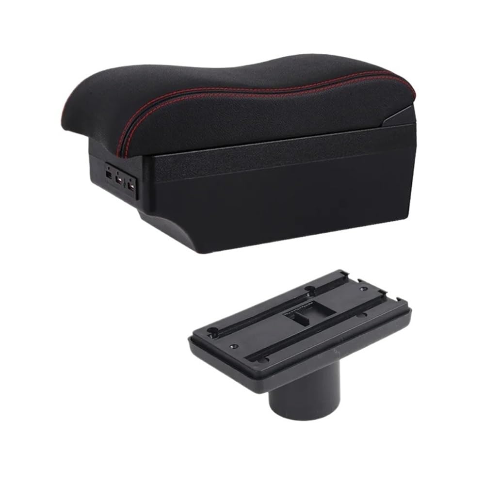 Armlehne Box Für Sitz Für Ibiza 6j Für Ibiza 6L Auto Armlehne Box Central Store Inhalt Styling Dekoration Mit Tasse Halter USB(E2 Red Line) von Fuicotto