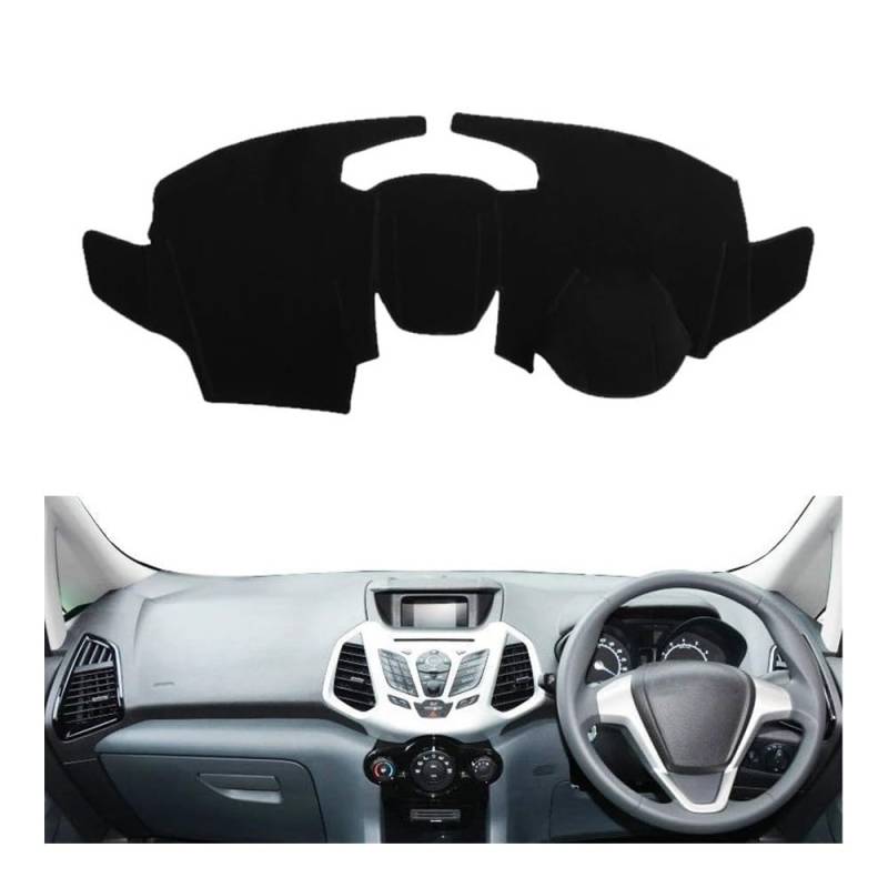 Auto Armaturenbrett Abdeckung Anti-glare Dashboard Abdeckung Pad Matte Dashmat Sonnenschutzdach Schutz Teppich Auto Für For&d Für EcoSport 2013 2014 2015 2016 2017(Right Hand Drive,Black Edge) von Fuicotto