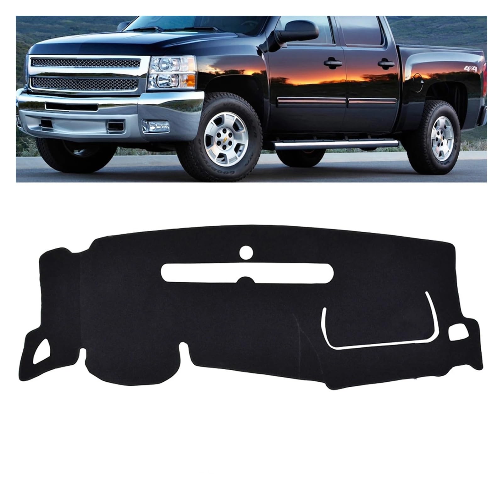 Auto Armaturenbrett Abdeckung Armaturenbrett Abdeckung Dashmat Dash Matte Pad Sonnenschutz Dash Board Abdeckung Teppich Für Chevr&olet Für Silverado 1500 LT HD WT 4x4 2007-2013 von Fuicotto