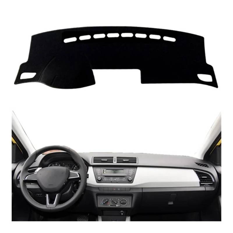 Auto Armaturenbrett Abdeckung Armaturenbrett Abdeckung Matte Pad Instrument Dash Sonnenschirm Teppich Kissen Auto Für Sko&da Für Fabia 2015 2016 2017 2018 2019 2020(Left Hand Drive,Black Edge) von Fuicotto