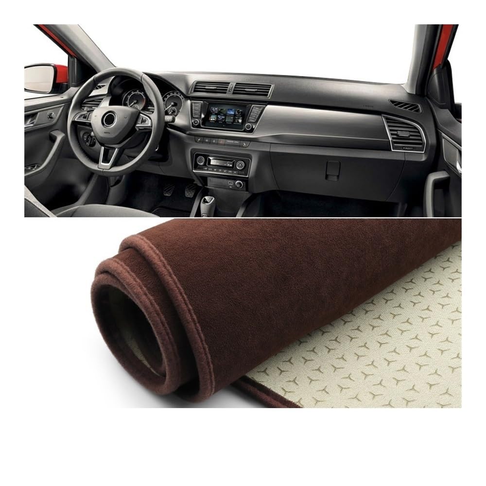 Auto Armaturenbrett Abdeckung Auto Armaturenbrett Abdeckung Matte Dash Board Sonnenschutz Pad Non-Slip Für Sko&da Für Fabia 3 2015 2016 2017 2018 2019 2020(B LHD Brown) von Fuicotto