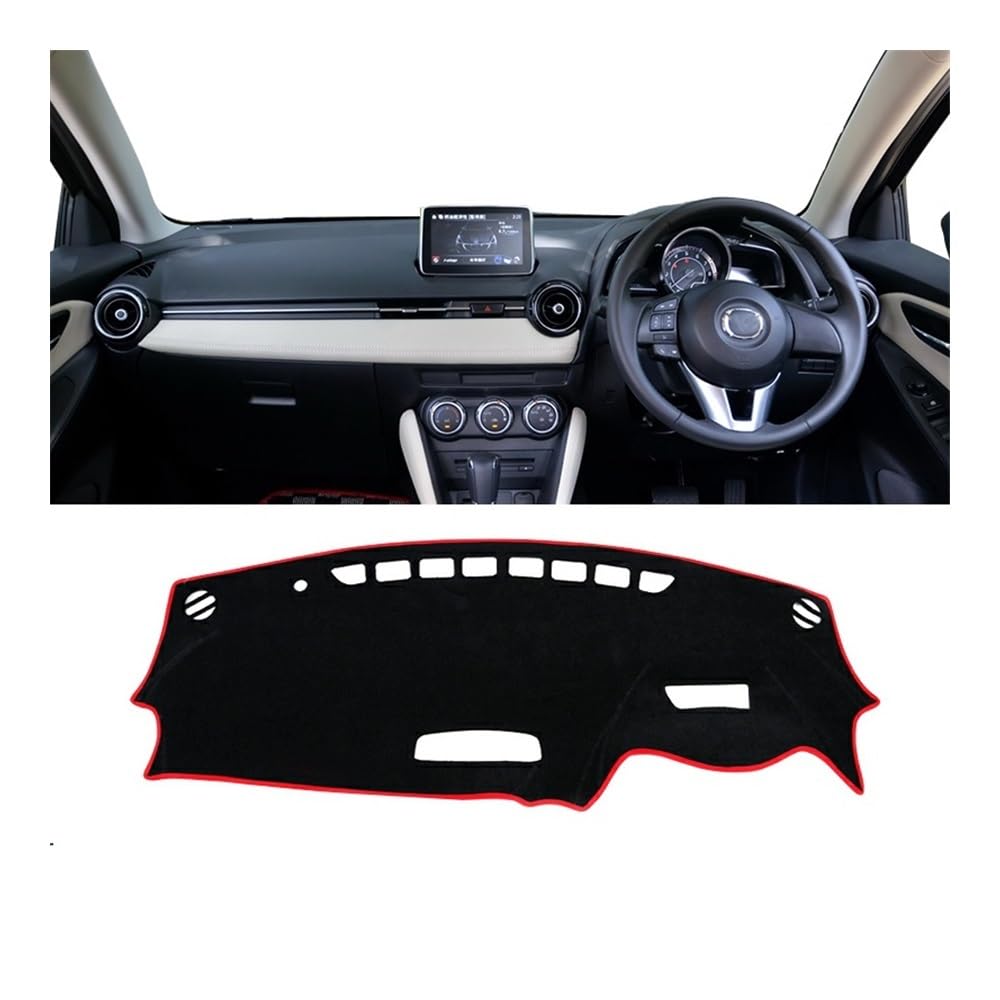 Auto Armaturenbrett Abdeckung Auto Armaturenbrett Abdeckung Matte Non-Slip Instrument Teppich Für Maz&da 2 DJ DL 2015 2016 2017 2018 2019 2020 2021 2022 2023(A RHD Red Side) von Fuicotto