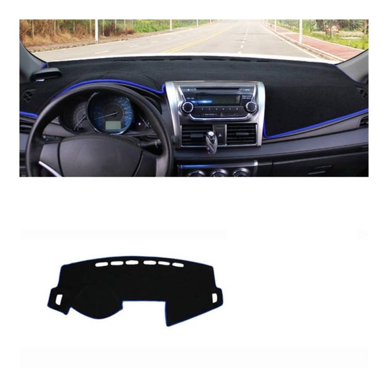 Auto Armaturenbrett Abdeckung Auto Armaturenbrett Vermeiden Licht Pad Instrument Plattform Schreibtisch Abdeckung Matten Teppiche LHD Für Toy&ota Für YARIS L 2014 2015(LHD Blue Side) von Fuicotto