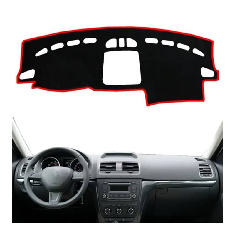 Auto Armaturenbrett Abdeckung Auto Dashboard Abdeckung Dash Matte Anti-Slip Instrument Teppich Für Sko&da Für Yeti 2009 2010 2011 2012 2013 2014 2015 2016 2017(Left Hand Drive,Red Edge) von Fuicotto