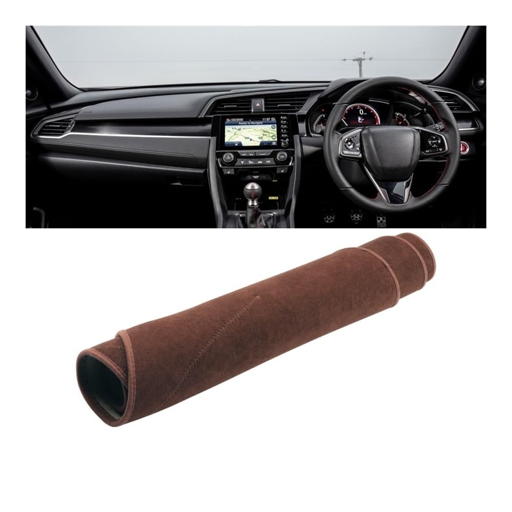 Auto Armaturenbrett Abdeckung Auto Dashboard Abdeckung Dash Matte Sonnenschutz Nicht-slip Pad Für Hon┐da Für Civic X 10th 2016 2017 2018 2019 2020 FC FK(B RHD Brown) von Fuicotto