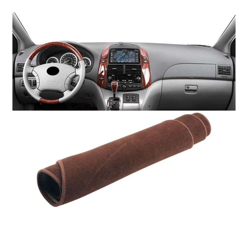 Auto Armaturenbrett Abdeckung Auto Dashboard Abdeckung Dash Matte Sonnenschutz Nicht-slip Pad Für Toy&ota Für Sienna Für XL20 2004 2005 2006 2007 2008 2009 2010(B Brown) von Fuicotto