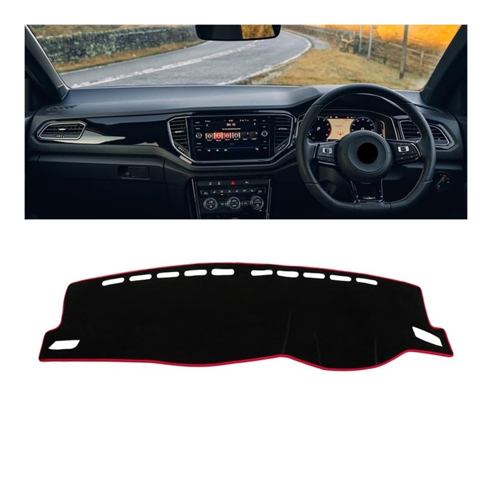 Auto Armaturenbrett Abdeckung Auto Dashboard Abdeckung Dash Matte Sonnenschutz Nicht-slip Pad Für V&W Für T-ROC Für TROC 2018 2019 2020 2021 2022 2023(A Red Side RHD) von Fuicotto