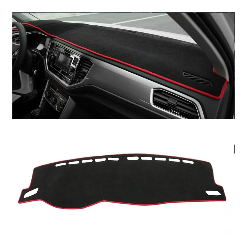 Auto Armaturenbrett Abdeckung Auto Dashboard Abdeckung Dash Matte Sonnenschutz Non-slip Pad Für V&W Für T-ROC TROC 2018 2019 2020 2021 2022 2023(A Red Side) von Fuicotto