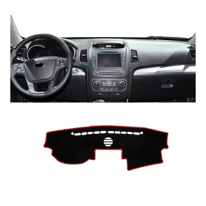 Auto Armaturenbrett Abdeckung Auto Dashboard Abdeckung Dash Matte Sonnenschutz Vermeiden Licht Nicht-slip Pad Innen Für Kia Für Sorento 2 XM 2013 2014(A LHD Audio Red) von Fuicotto