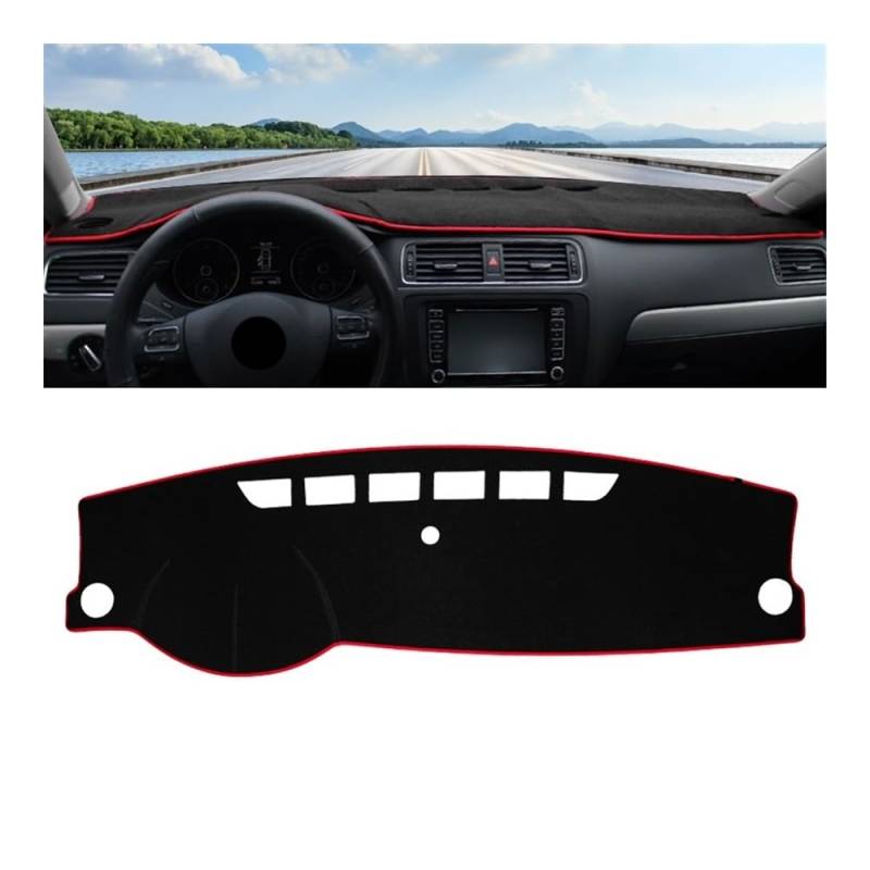 Auto Armaturenbrett Abdeckung Auto Dashboard Abdeckung Dash Sonnenschutz Nicht-slip Pad Für V&W Für Jetta MK6 6 A6 2011 2012 2013 2014 2015 2016 2017(A Red Side) von Fuicotto