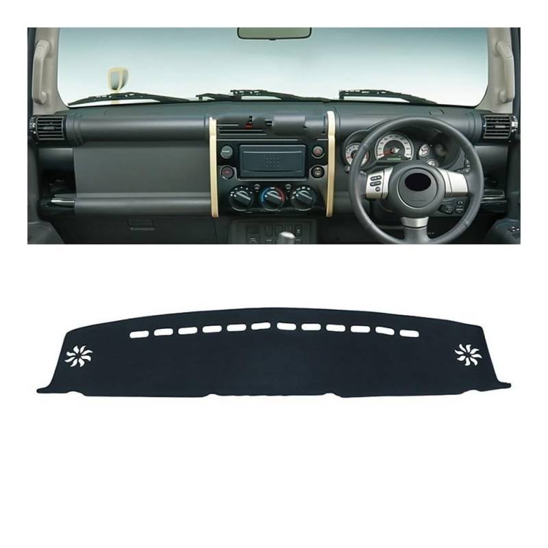 Auto Armaturenbrett Abdeckung Auto Dashboard Abdeckung Instrument Panel Teppiche Für Toy&ota Für FJ Cruiser 2006-2013 2014 2015 2016 2017 2018 2019 2020 2021 2022 2023(Not NAV Black RHD) von Fuicotto