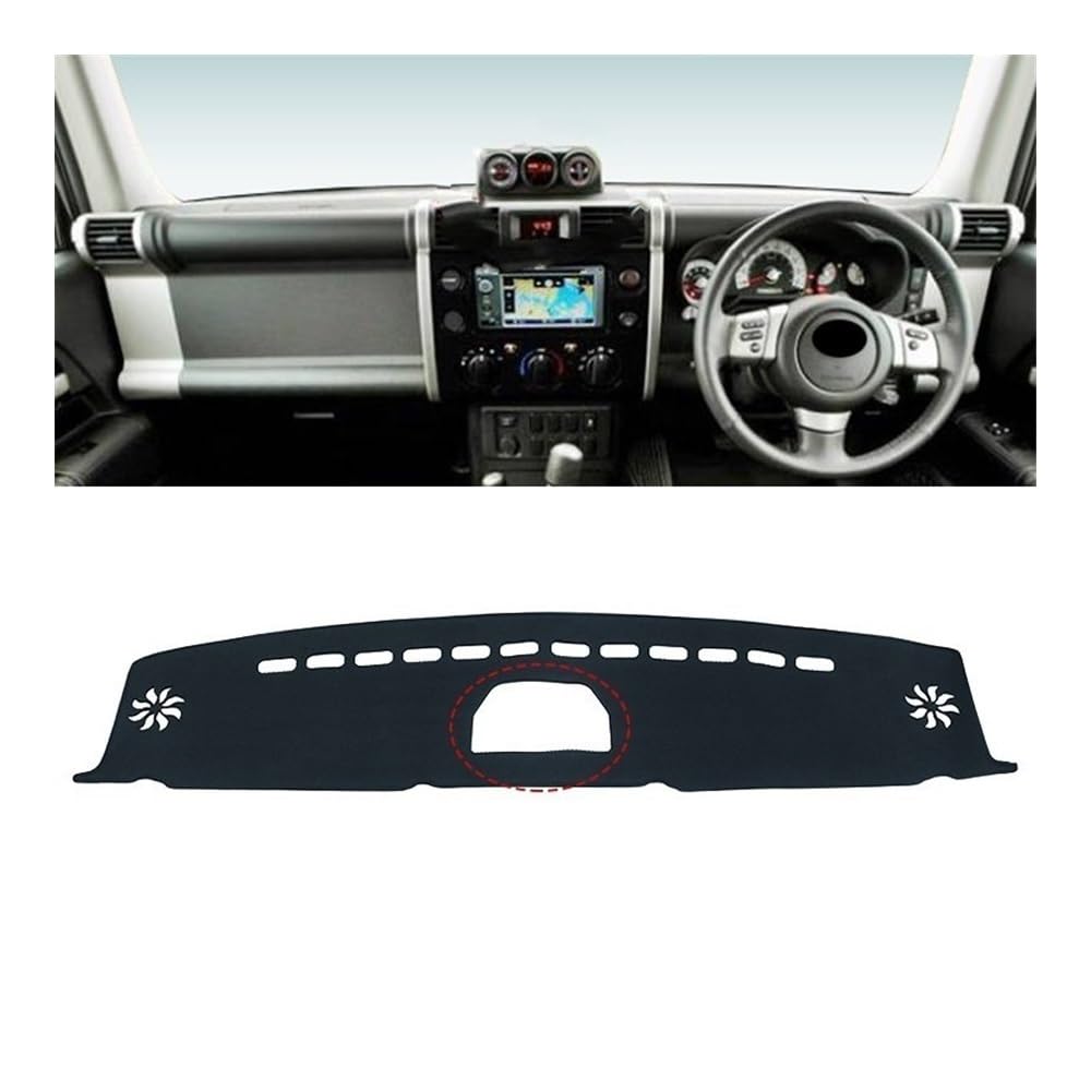 Auto Armaturenbrett Abdeckung Auto Dashboard Abdeckung Instrument Panel Teppiche Für Toy&ota Für FJ Cruiser 2006-2013 2014 2015 2016 2017 2018 2019 2020 2021 2022 2023(With NAV Black RHD) von Fuicotto