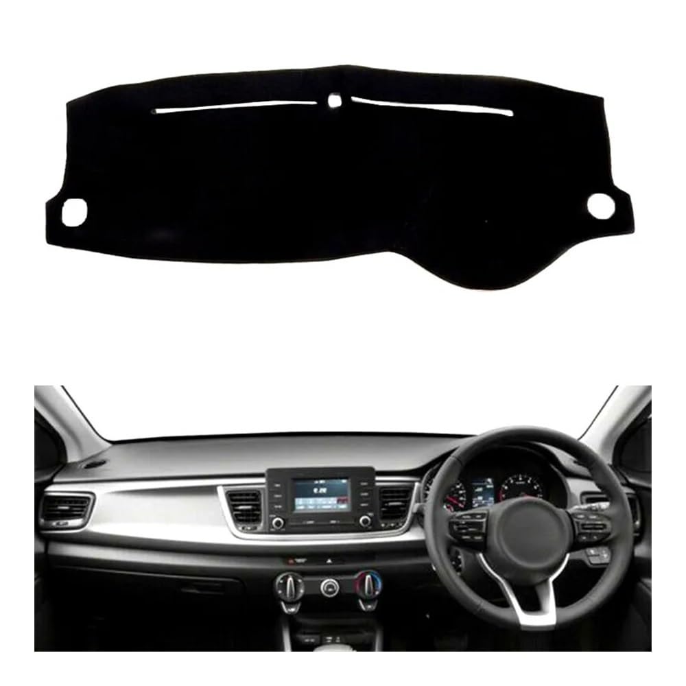 Auto Armaturenbrett Abdeckung Auto Dashboard Abdeckung Matte Anti-Glare Instrument Sonnenschirm Teppich Für Kia Für Rio YB 2017 2018 2019 2020 2021 2022 2023 2024(Right Hand Drive,Black Edge) von Fuicotto