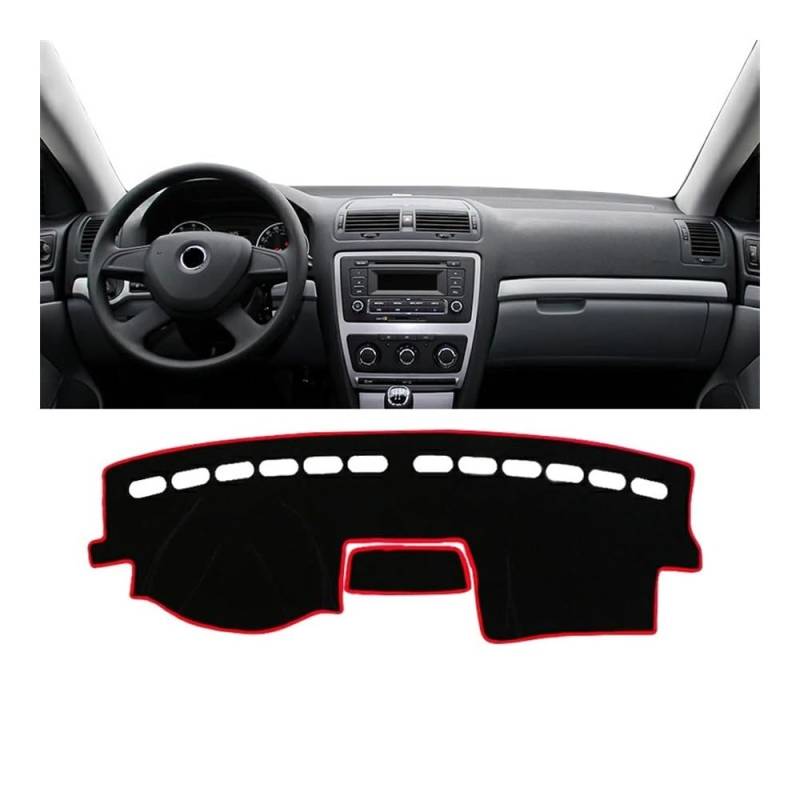 Auto Armaturenbrett Abdeckung Auto Dashboard Abdeckung Matte Dash Board Sonnenschutz Nicht-Slip Pads Für Sko&da Für Octavia A5 2004 2006 2007 2008 2009 2010 2011 2012(A Red Side) von Fuicotto