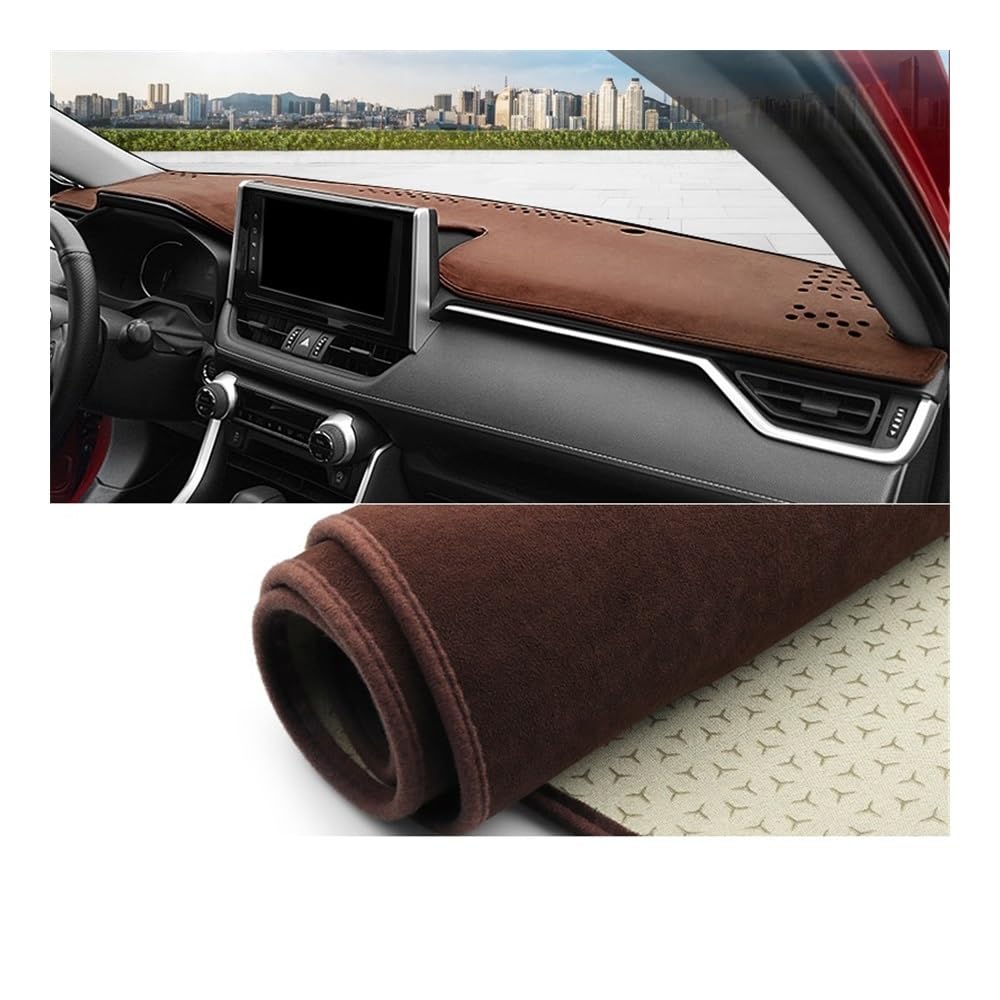 Auto Armaturenbrett Abdeckung Auto Dashboard Abdeckung Matte Hybrid Non-slip Mat Schutz Teppiche Für Toy&ota Für R&AV4 Für XA50 2019 2020 2021 2022 2023 2024(B Brown LHD) von Fuicotto