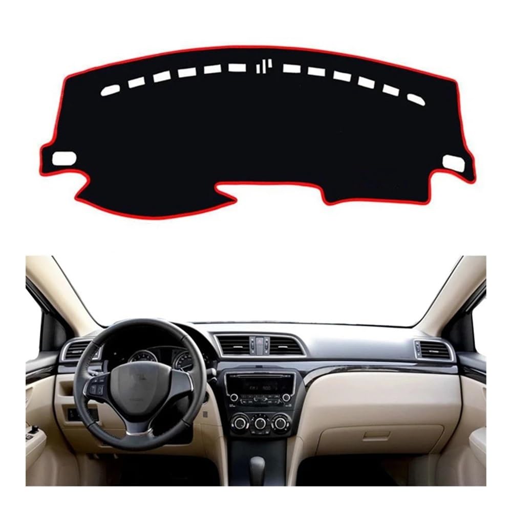 Auto Armaturenbrett Abdeckung Auto-Dashboard Abdeckung Matte Innen Dash Sonnenschirm Teppich Kissen Für Suzu&ki Für Ciaz 2014 2015 2016 2017 2018 2019(Left Hand Drive,Red Edge) von Fuicotto