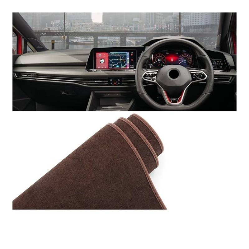 Auto Armaturenbrett Abdeckung Auto Dashboard Abdeckung Matte Instrument Panel Nicht-Slip Pad Auto Für V&W Für Golf 8 MK8 2020 2021 2022 2023(B Brown RHD) von Fuicotto