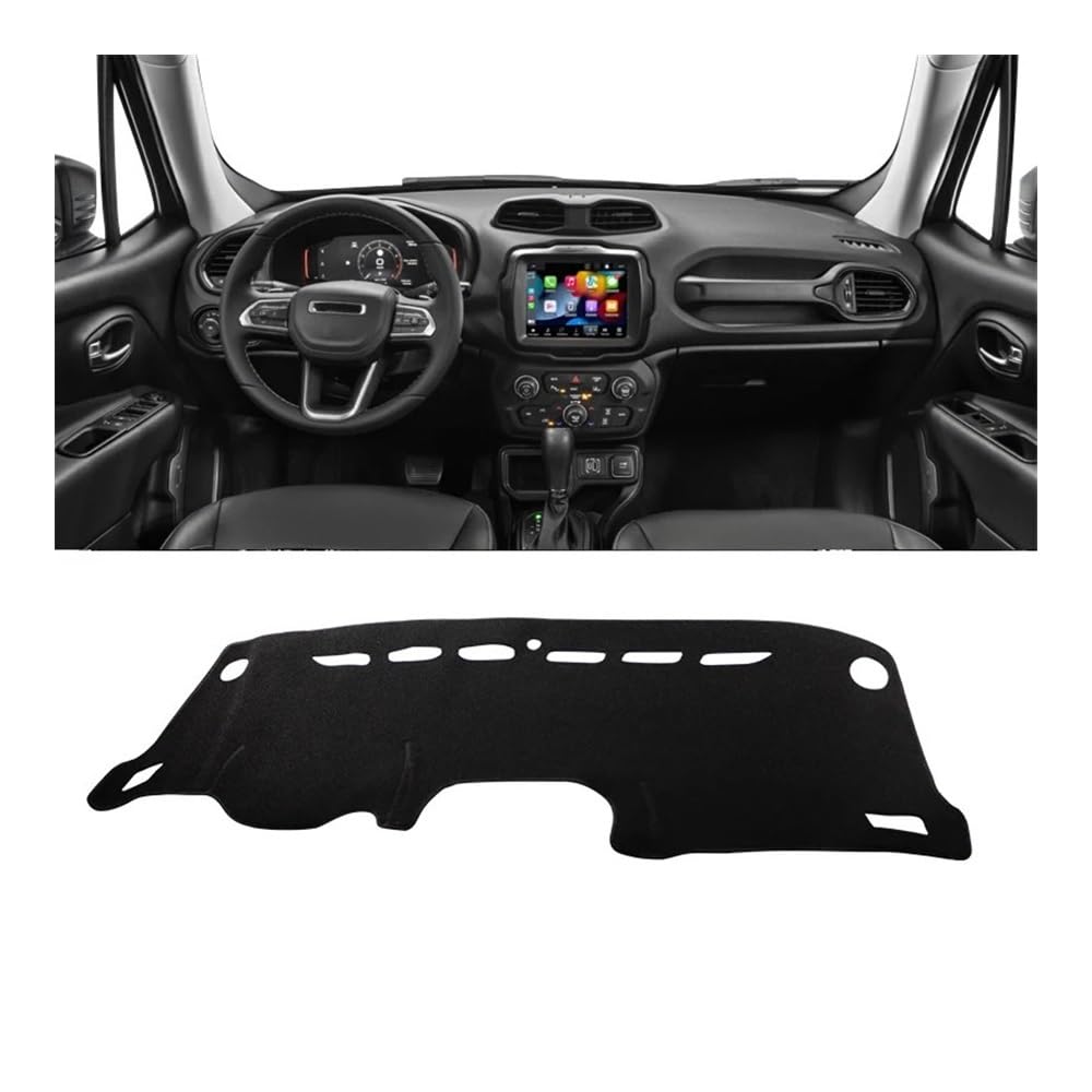 Auto Armaturenbrett Abdeckung Auto Dashboard Abdeckung Matte Instrument Panel Teppiche Für J&eep Für Renegade BU 2015 2016 2017 2018 2019 2020 2021 2022 2023(A Black Side) von Fuicotto