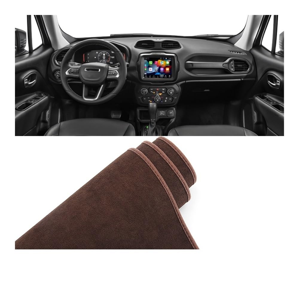 Auto Armaturenbrett Abdeckung Auto Dashboard Abdeckung Matte Instrument Panel Teppiche Für J&eep Für Renegade BU 2015 2016 2017 2018 2019 2020 2021 2022 2023(B Brown) von Fuicotto