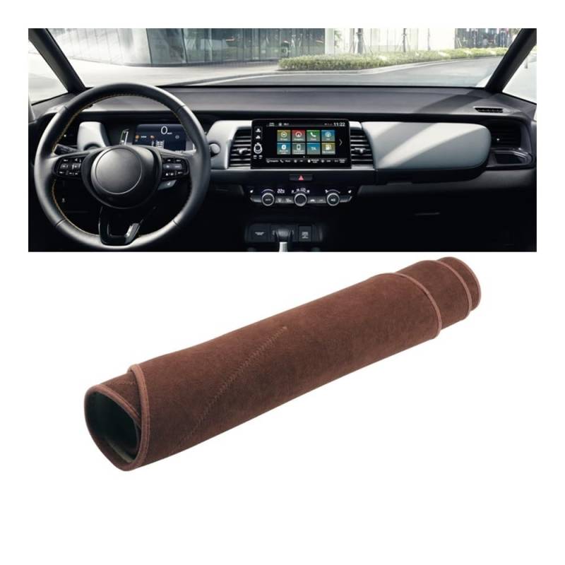 Auto Armaturenbrett Abdeckung Auto Dashboard Abdeckung Matte Non-Slip Pad Instrument Panel Teppiche Für Hon┐da Für Jazz GR GS 2020 2021 2022 2023(B LHD Brown) von Fuicotto