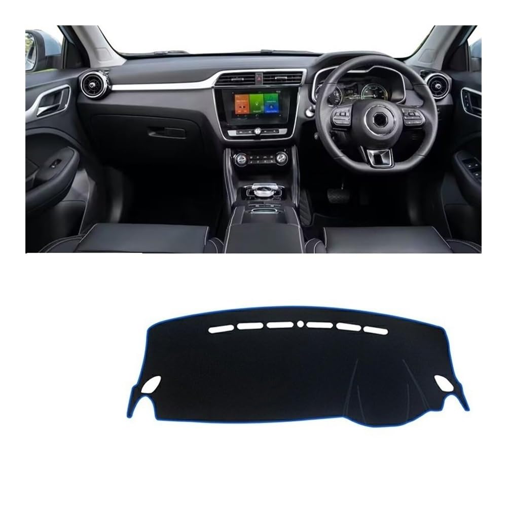 Auto Armaturenbrett Abdeckung Auto Dashboard Abdeckung Matte Non-Slip Pad Instrument Teppich Für MG Für ZS EZS EV 2017 2018 2019 2020 2021 2022 2023(A Blue Side RHD) von Fuicotto