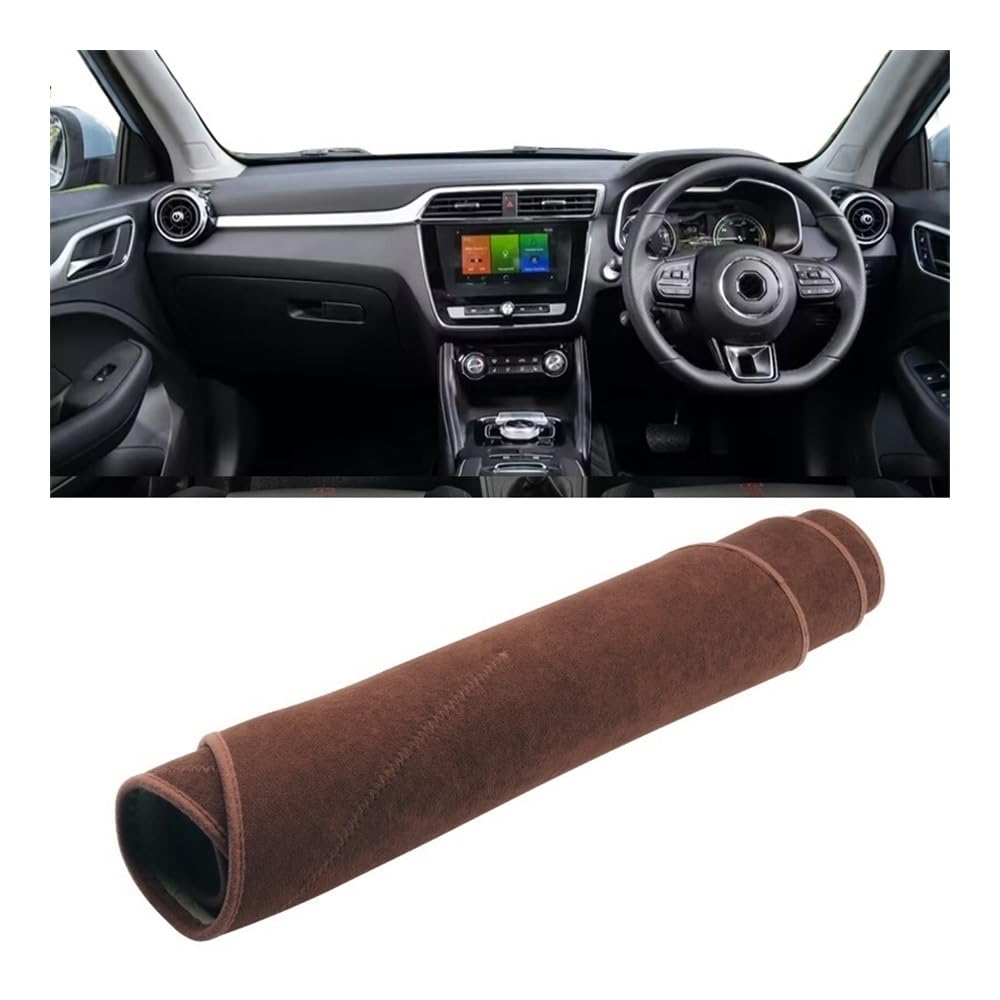 Auto Armaturenbrett Abdeckung Auto Dashboard Abdeckung Matte Non-Slip Pad Instrument Teppich Für MG Für ZS EZS EV 2017 2018 2019 2020 2021 2022 2023(B Brown RHD) von Fuicotto